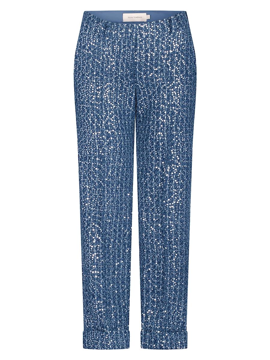 Womens Garmet Sequined Crop Pants Product Image