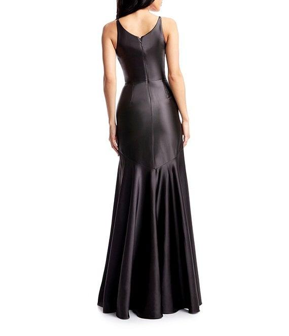 Dress The Population Shirley Satin V-Neck Sleeveless Mermaid Gown Product Image