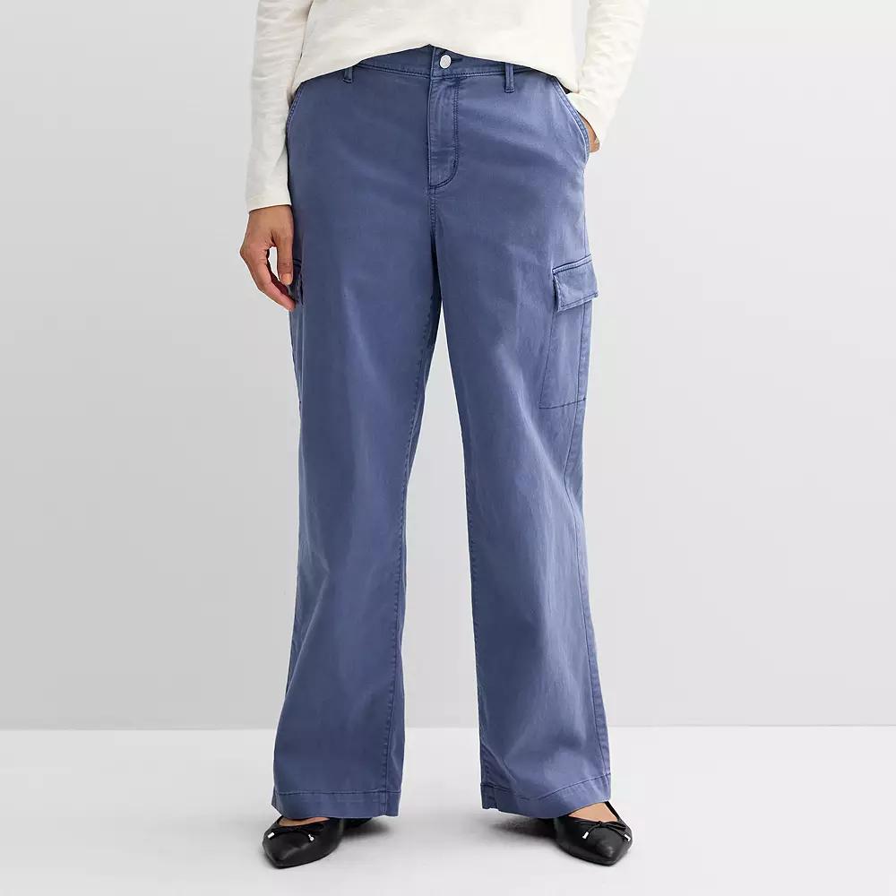 Petite Sonoma Goods For Life® Cargo Utility Pants, Women's, Size: 8 Petite, Blue Flare Product Image
