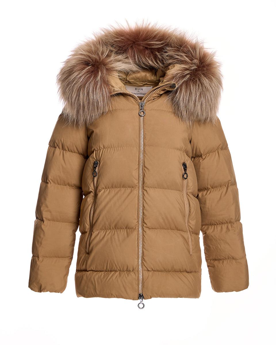 Polyester Jacket with Dyed Finn Raccoon Trimmed Hood Product Image