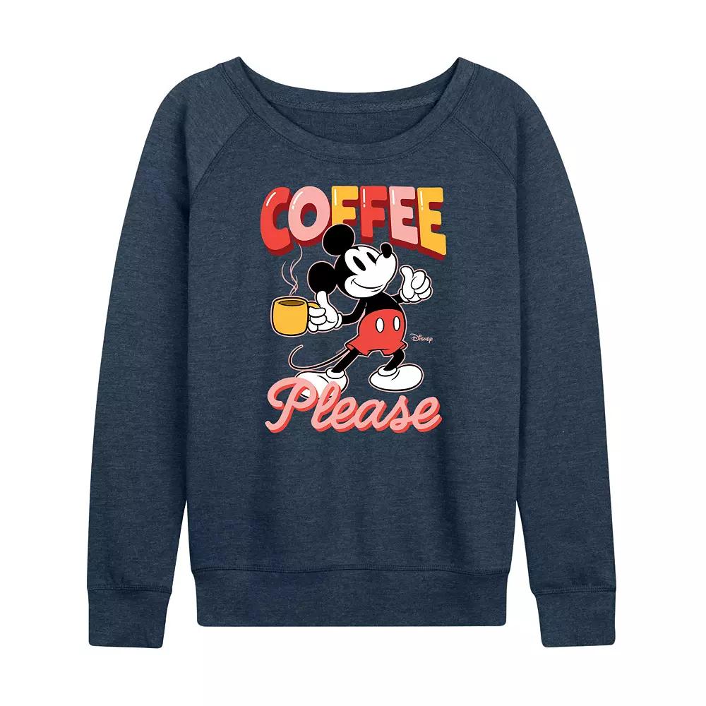 Disney's Mickey Mouse Women's Coffee Please French Terry Long Sleeve Tee, Girl's,  Product Image