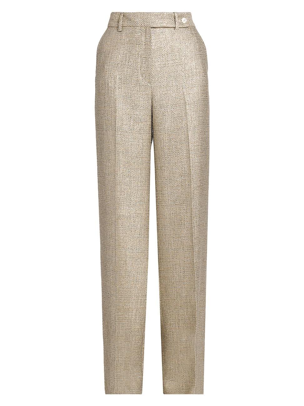 Womens Metallic Tweed High-Rise Pants Product Image