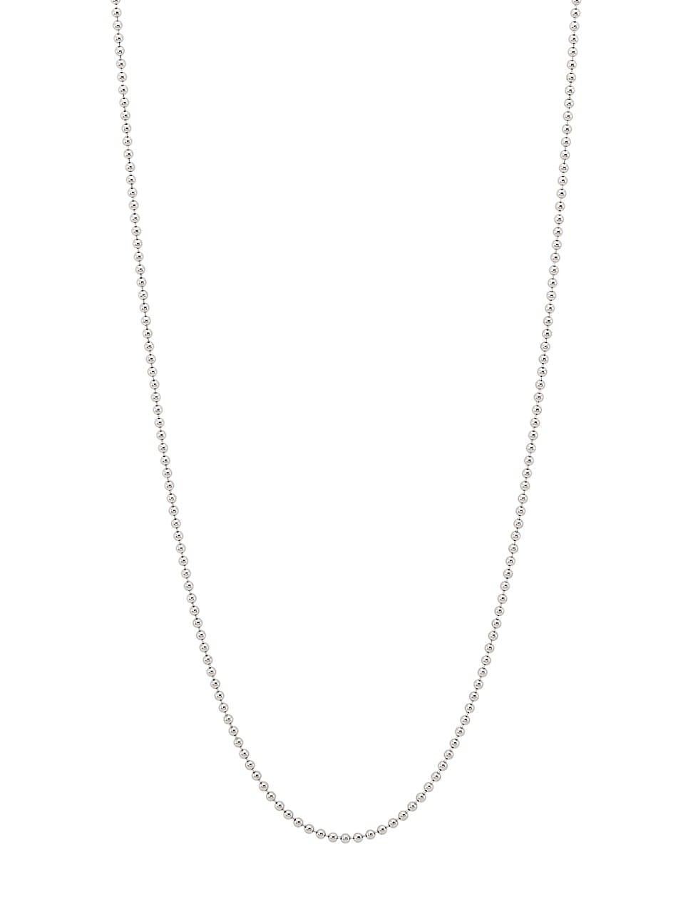 Womens 14K White Gold Bead Chain Necklace Product Image