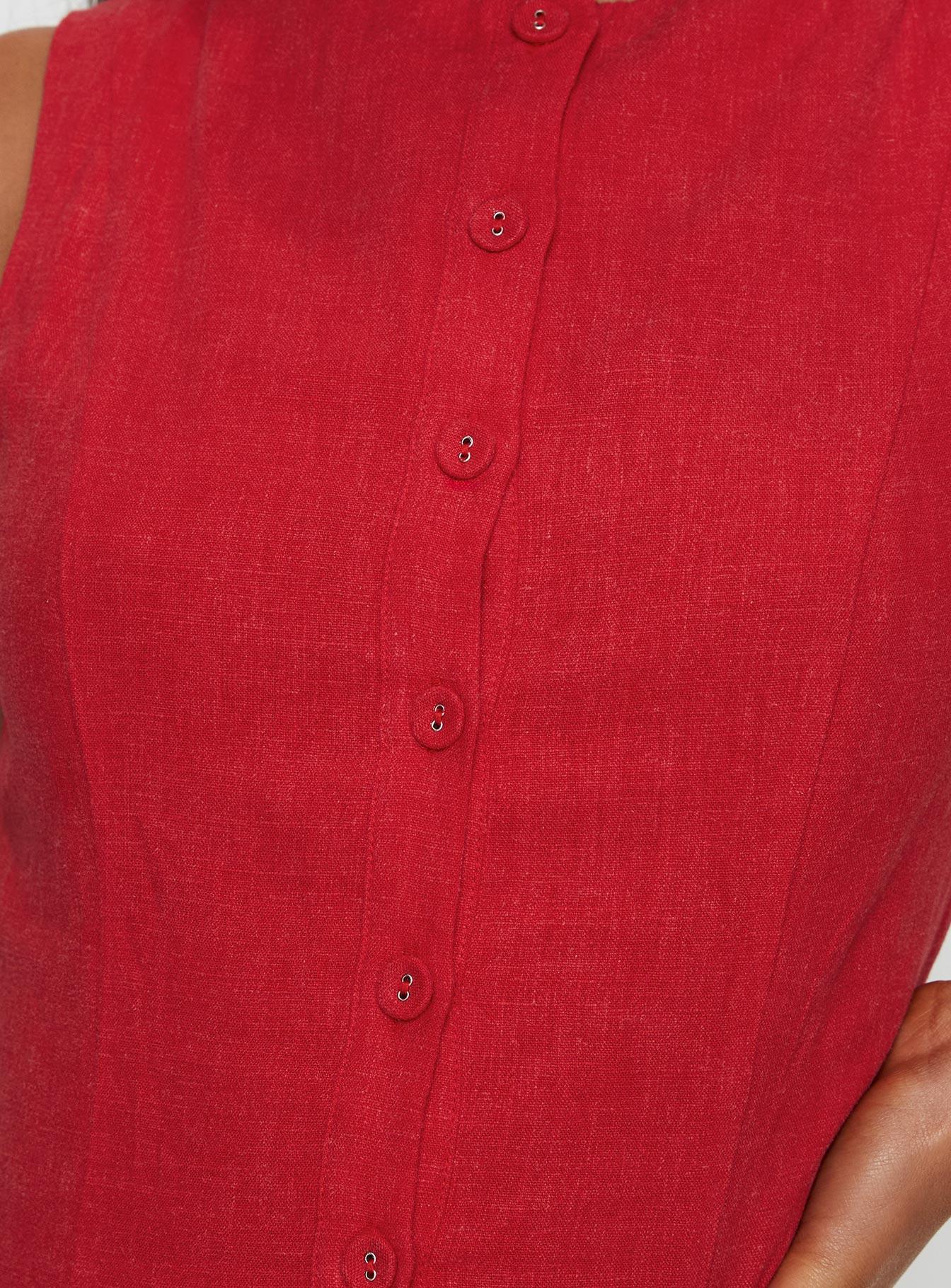 Dollie Linen Mini Dress Red Product Image