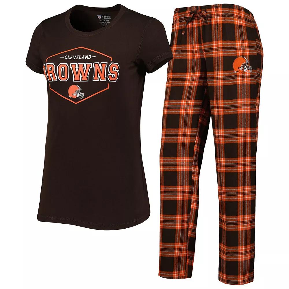 Women's Concepts Sport Brown/Orange Cleveland Browns Badge T-Shirt & Pants Sleep Set, Size: 2XL Product Image