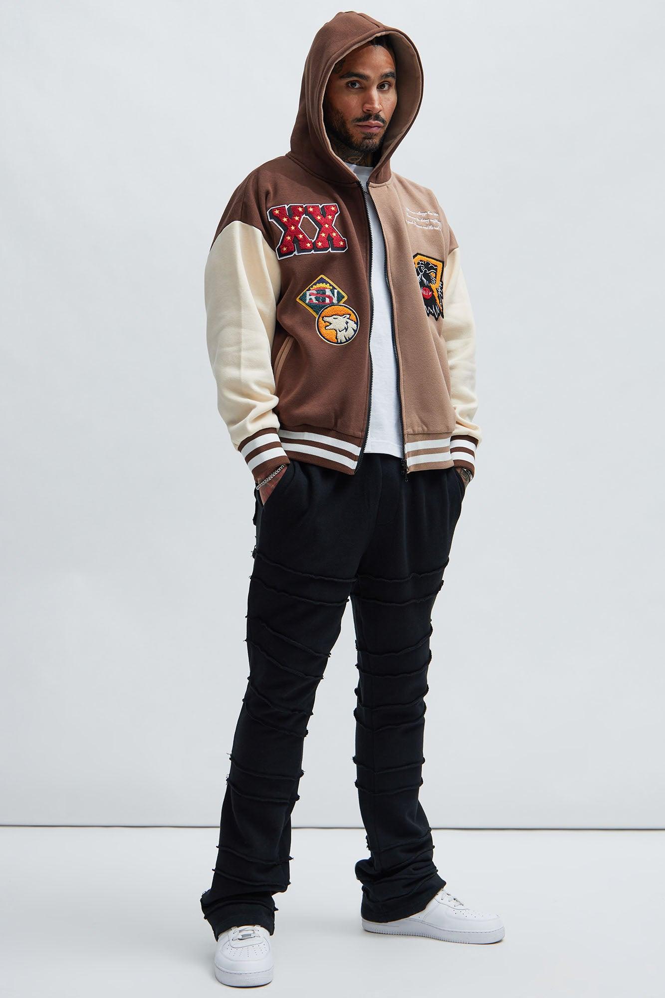 XX Varsity Zip Up Hoodie - Brown Product Image
