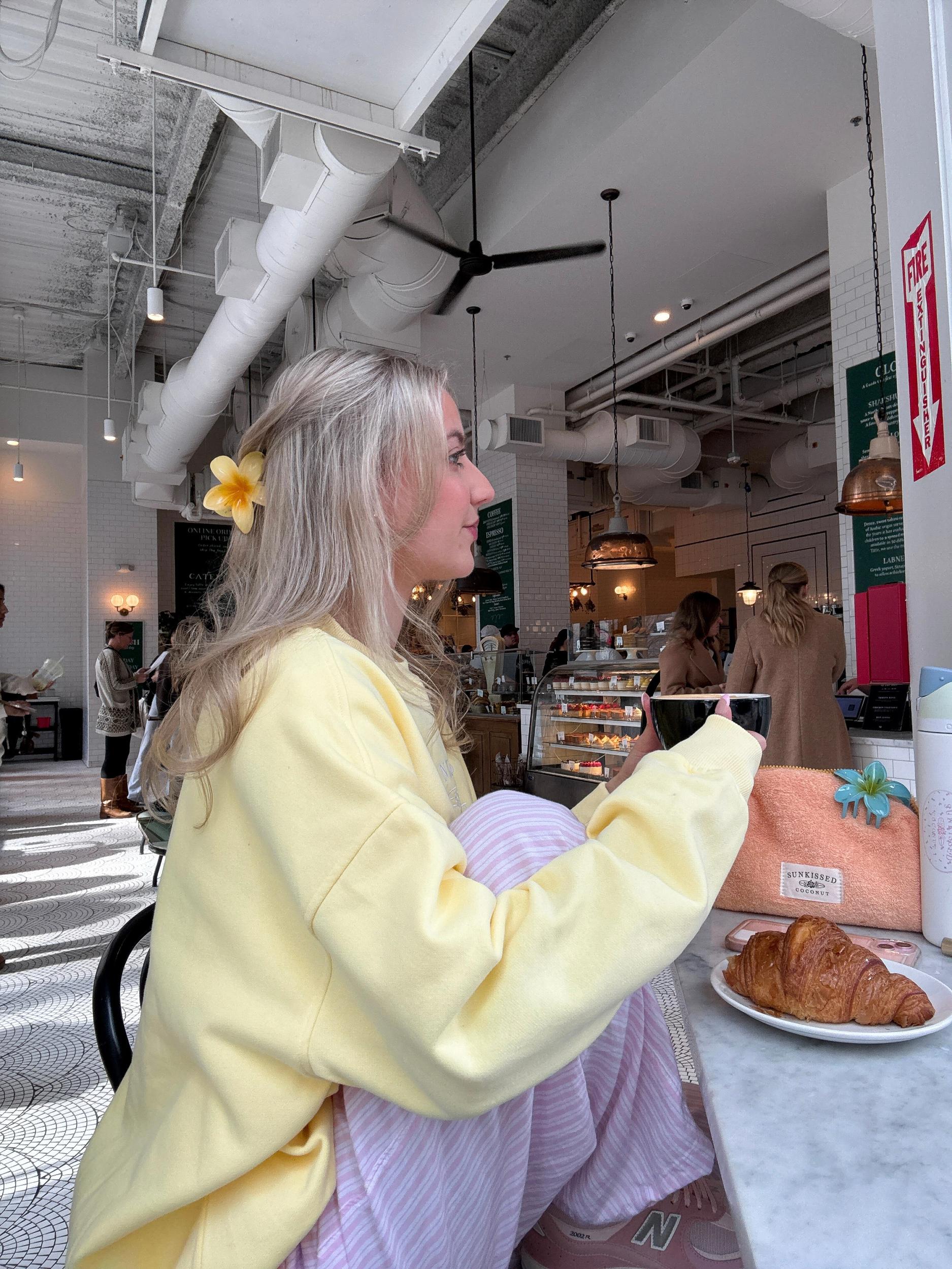 Isabella Banana Yellow Sunkissedcoconut Embroider Sweatshirt Product Image