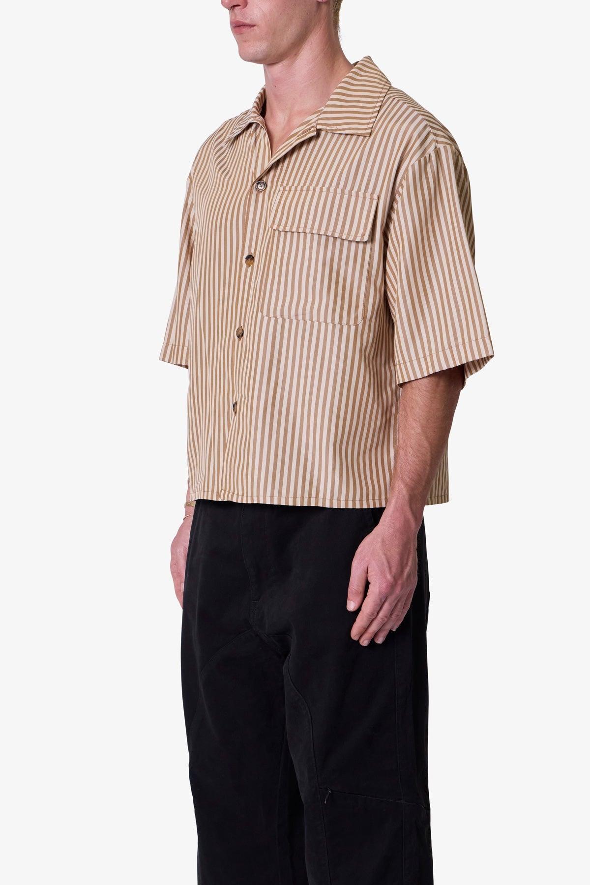 Striped One Pocket Pajama Shirt - Brown/Cream Product Image