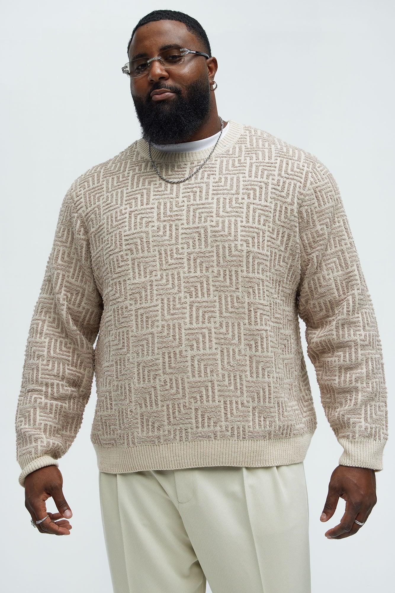 Runnin Up Numbers Crewneck Sweater - Taupe Product Image