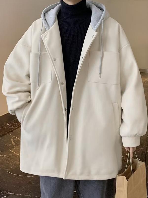 Men's Patchwork Wool Blend Hooded Jacket Product Image