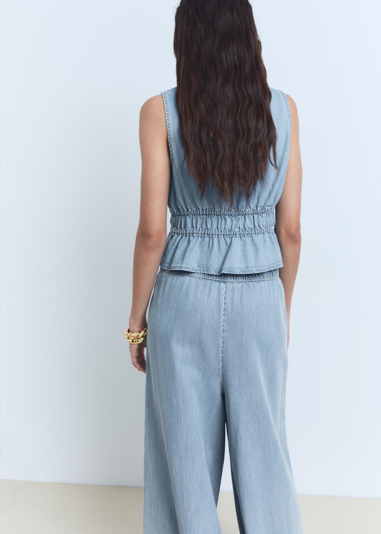 Lyocell top with tie closure - Women | MANGO USA Product Image