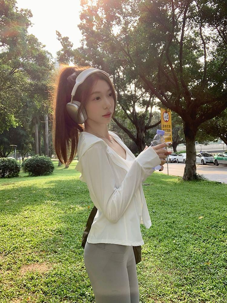 Anti-UV Sunscreen Sun Protection Hooded Zip-Up Plain Slim Fit Jacket Product Image