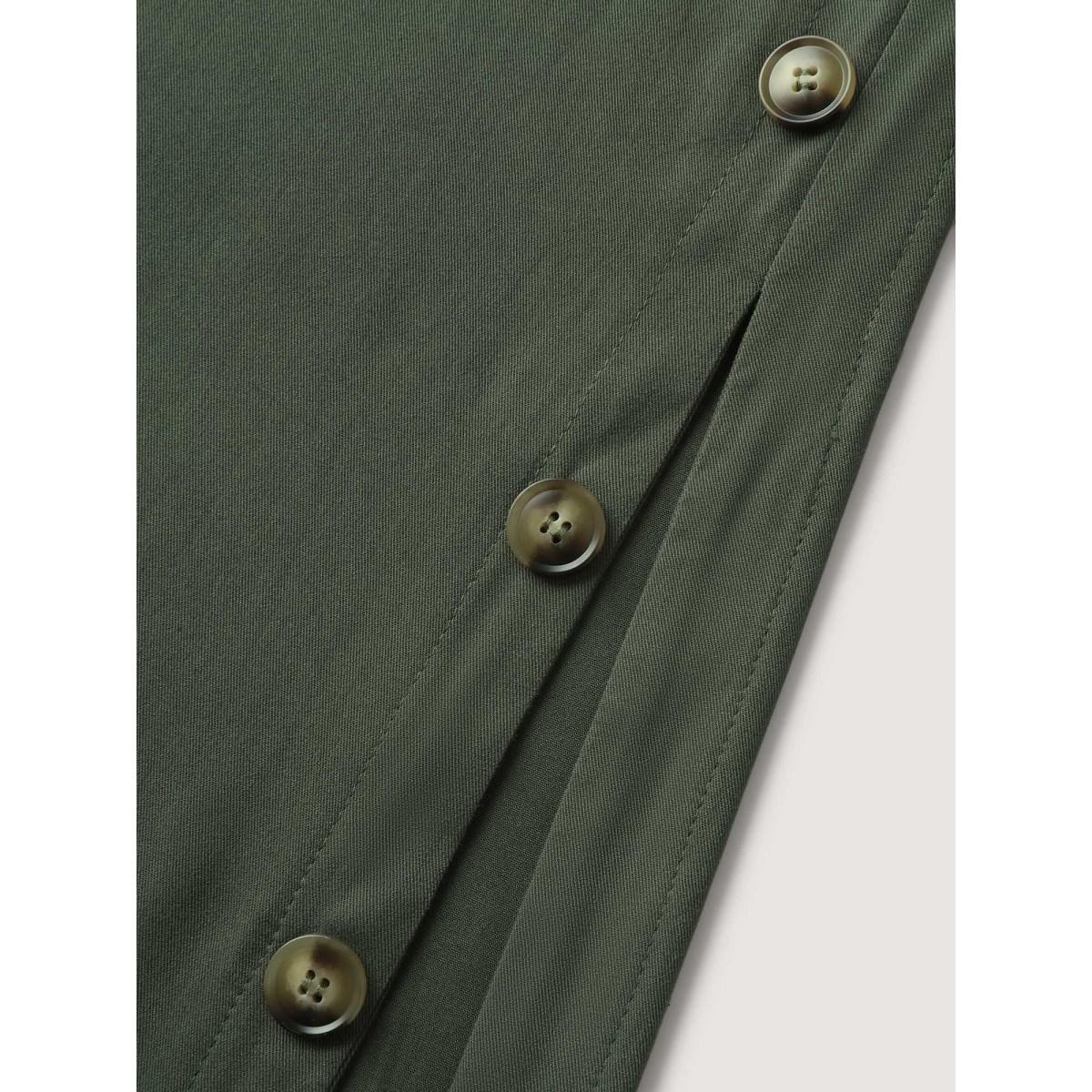 Plus Size ArmyGreen Rayon Adjustable Elastic Waist Slit Jumpsuit Women Sleeveless Non Casual Loose Jumpsuits BloomChic 18-20/2X Product Image