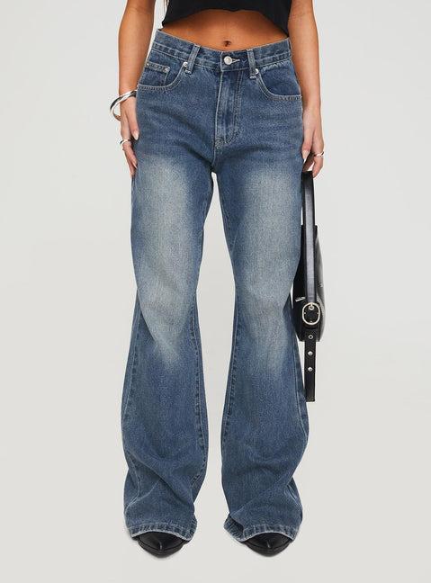 Hanlen Mid Rise Wide Leg Jean Blue Product Image