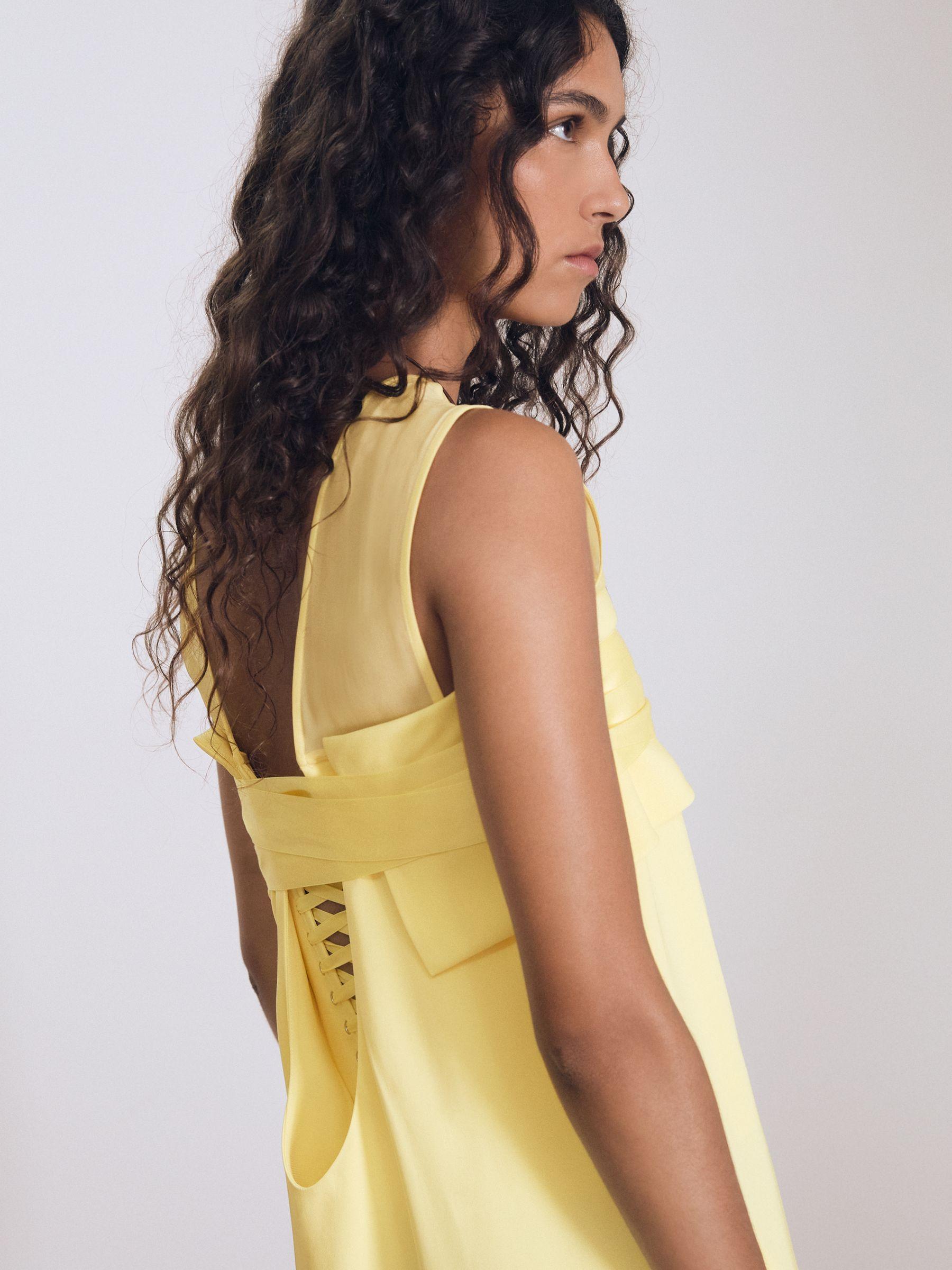 Atelier Ribbon-Tie Corset Shift Dress in Lemon Product Image