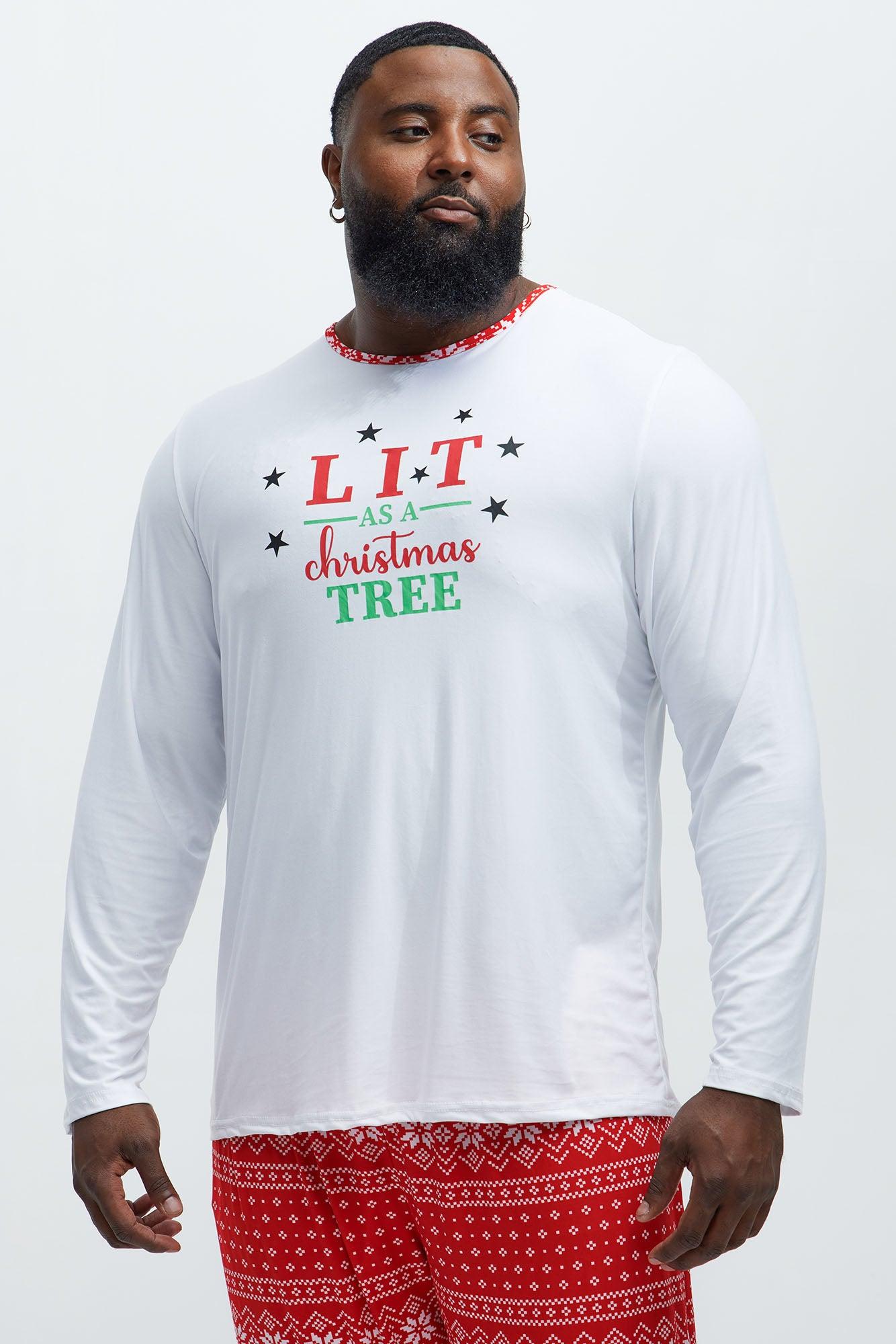 Lit Like A Christmas Tree Holiday PJ Set - White/combo Product Image
