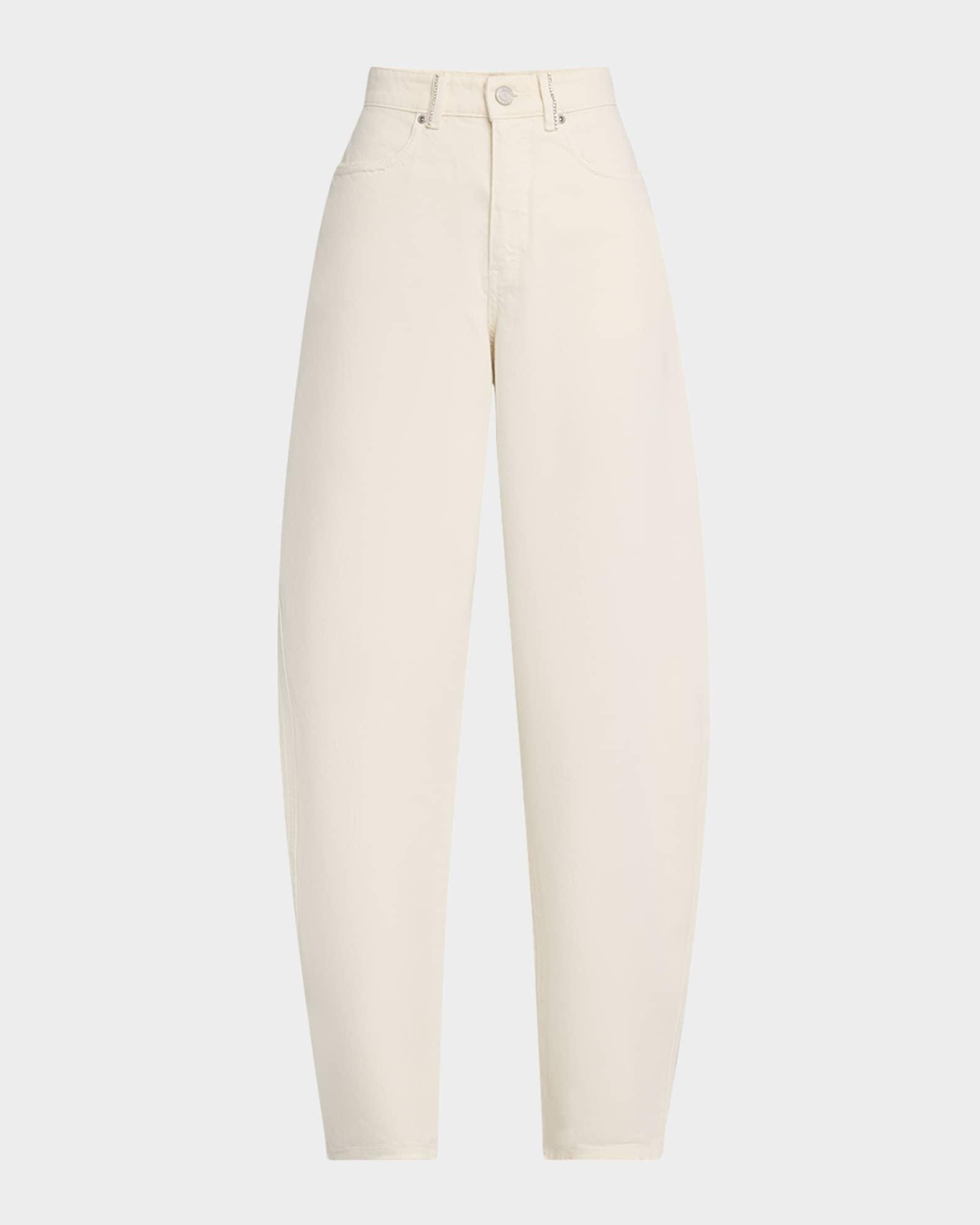 Rhinestone-Embellished Barrel Jeans Product Image