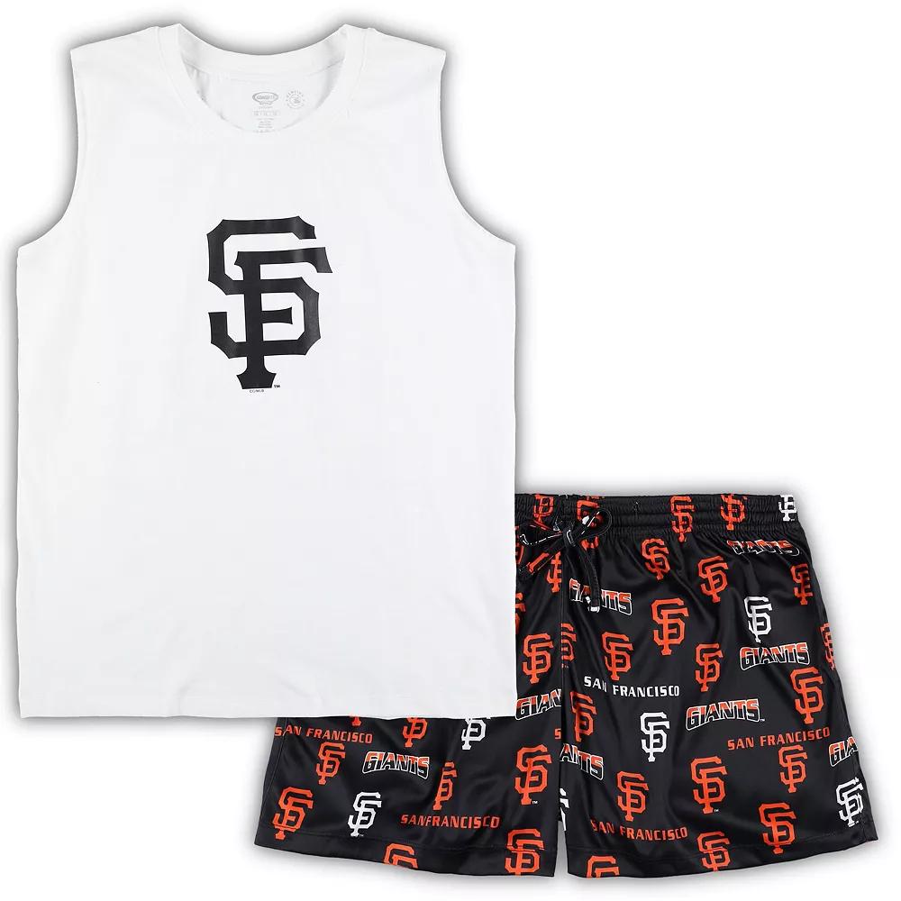 Women's Concepts Sport White/Black San Francisco Giants Plus Size Tank Top & Shorts Sleep Set, Size: 4XL Product Image
