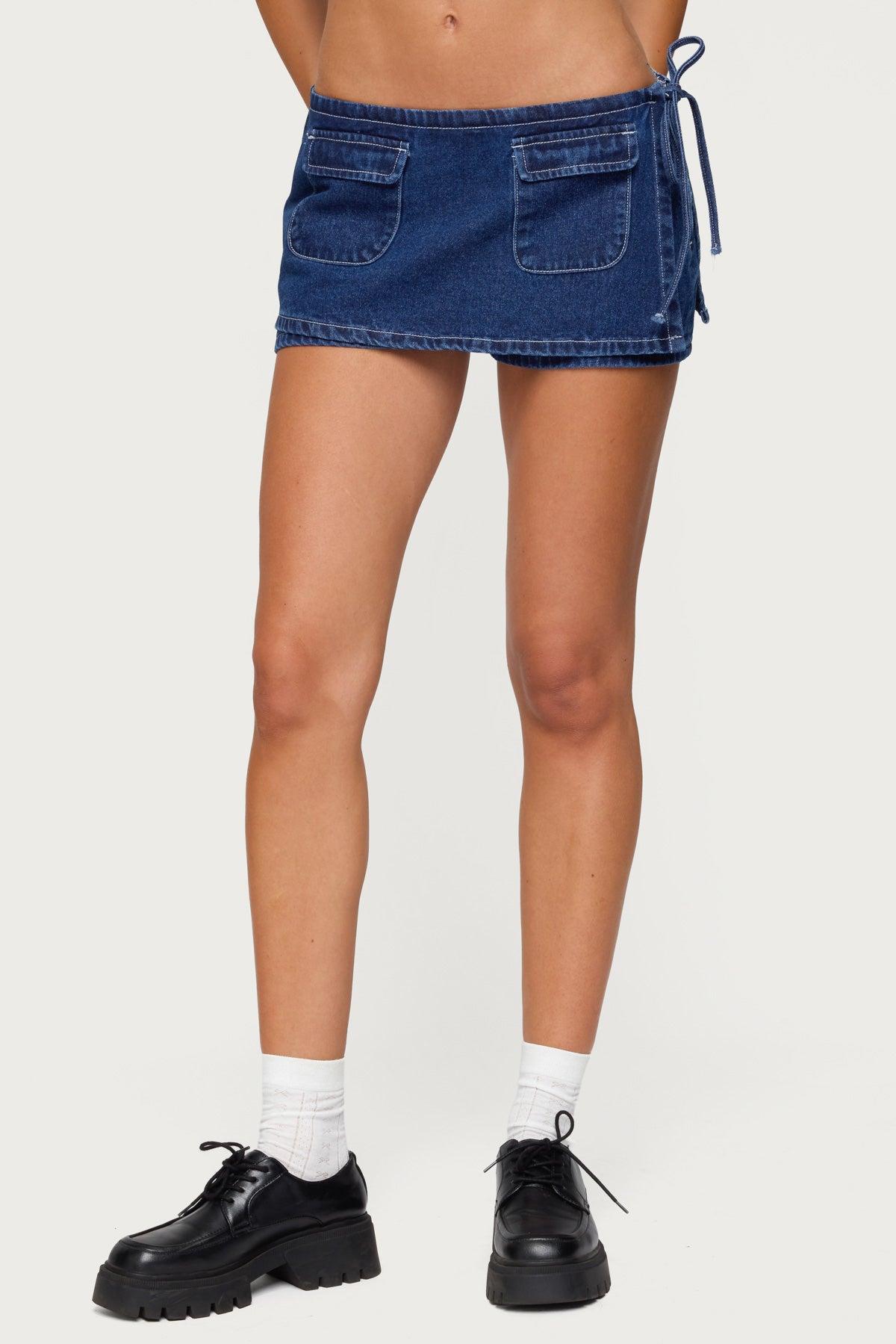 Giselle Wrap Denim Mini Skort Product Image