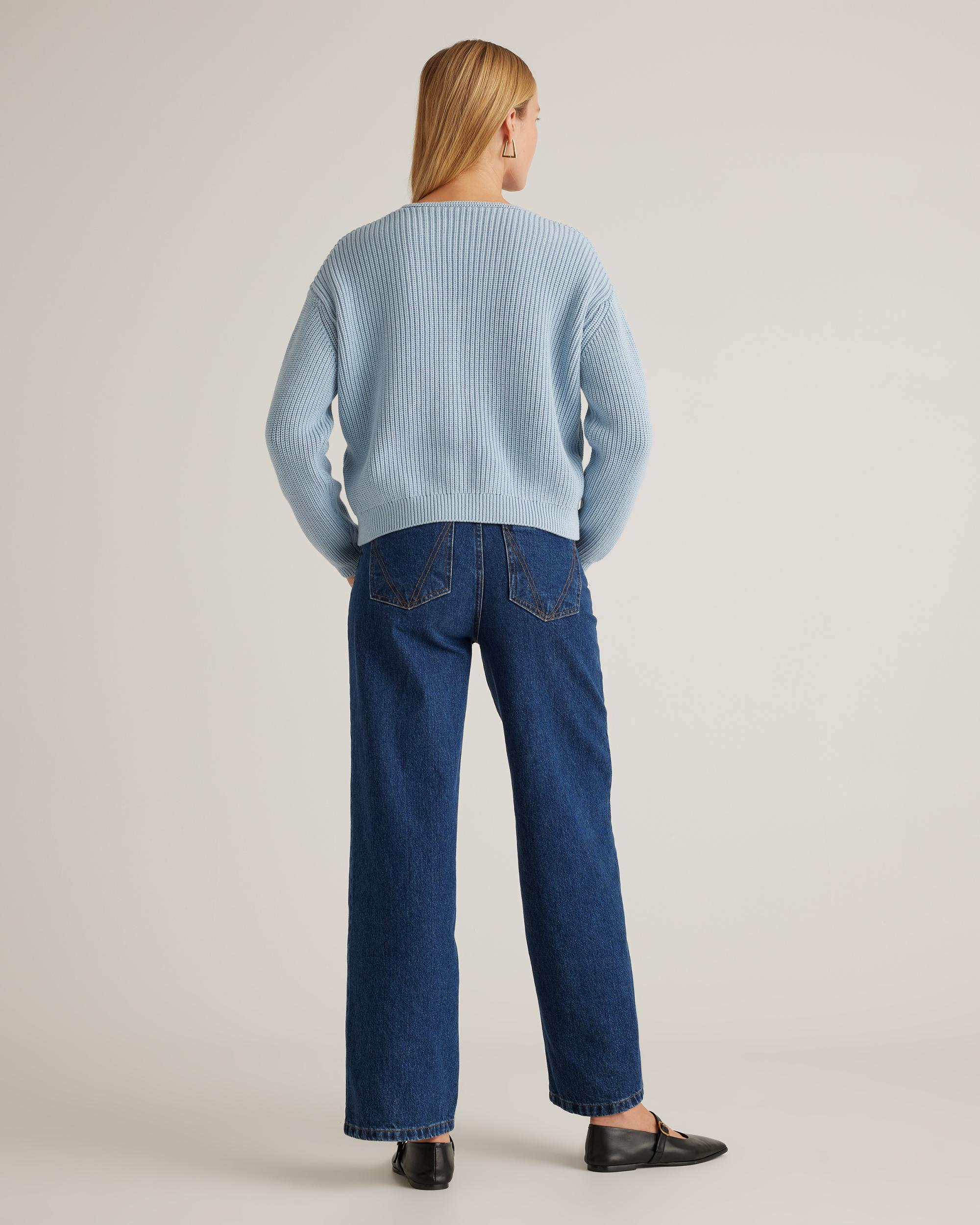 Quince | Women's Fisherman V-Neck Sweater Size XS, Organic Cotton Product Image