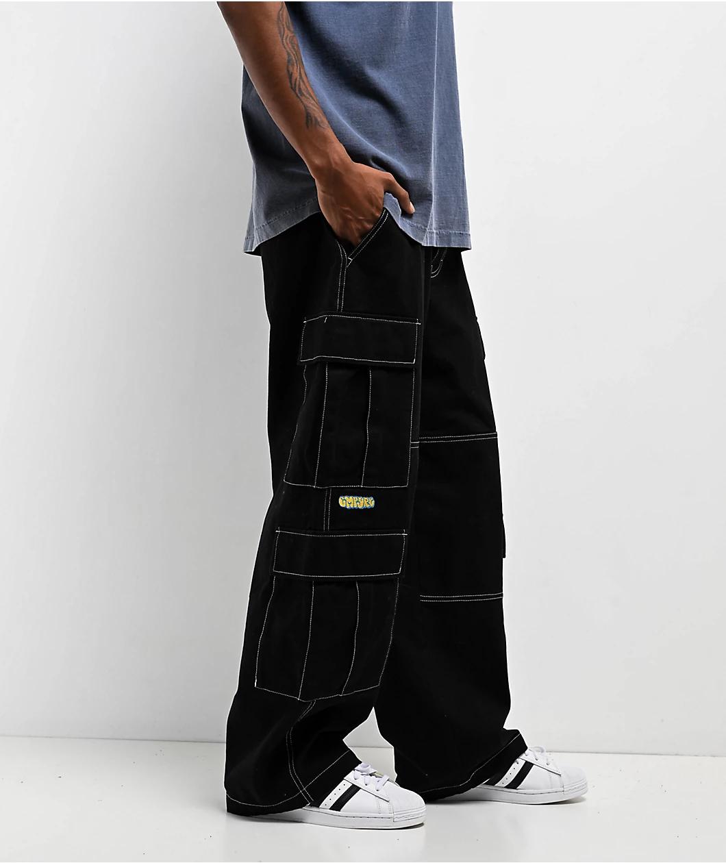 Empyre Easy Now Black Double Cargo Canvas Ultra Loose Skate Pants Product Image