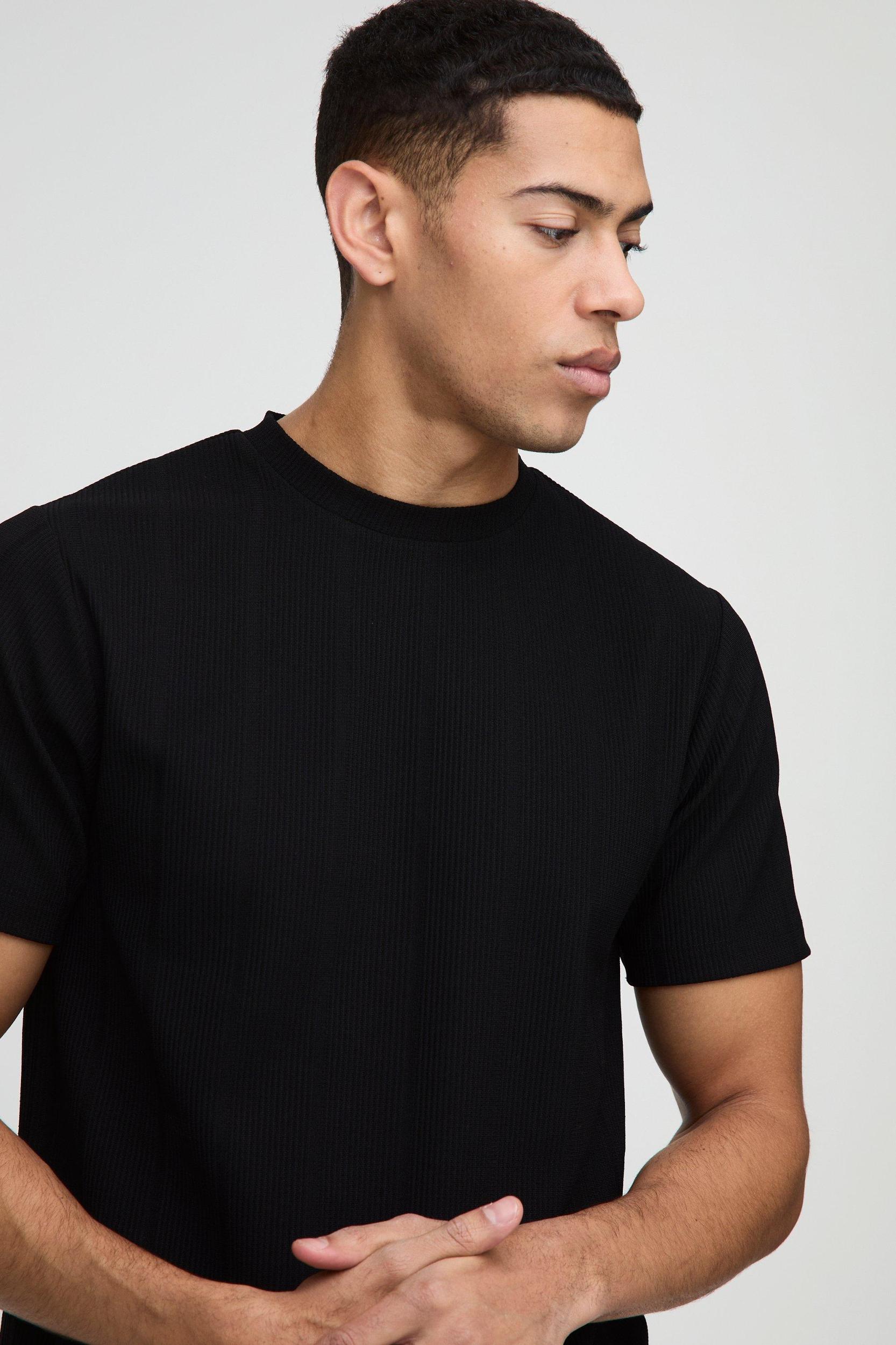 Slim Fit Wide Structured Rib T-Shirt | boohooMAN USA Product Image