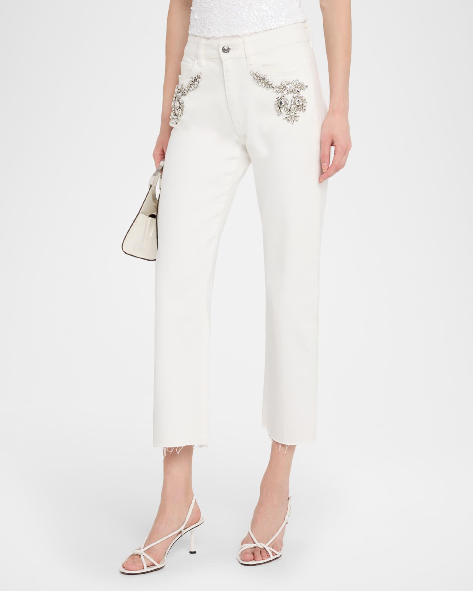 Carolyn Embellished Straight Crop Jeans Product Image