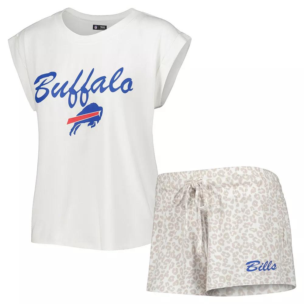 Women's Concepts Sport White/Cream Buffalo Bills Montana Knit T-Shirt & Shorts Sleep Set, Size: 2XL Product Image