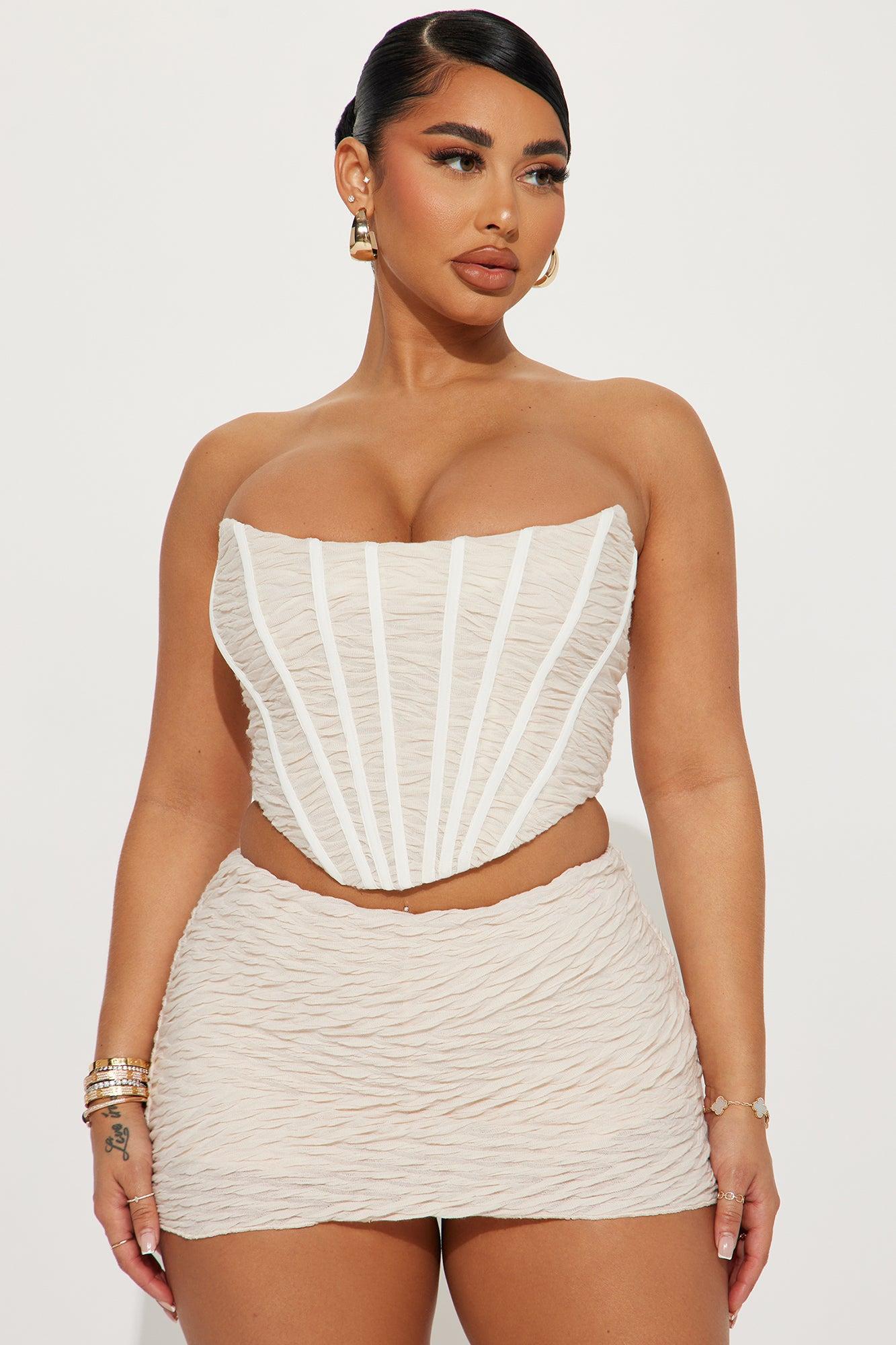 True Textured Skirt Set - Beige Product Image