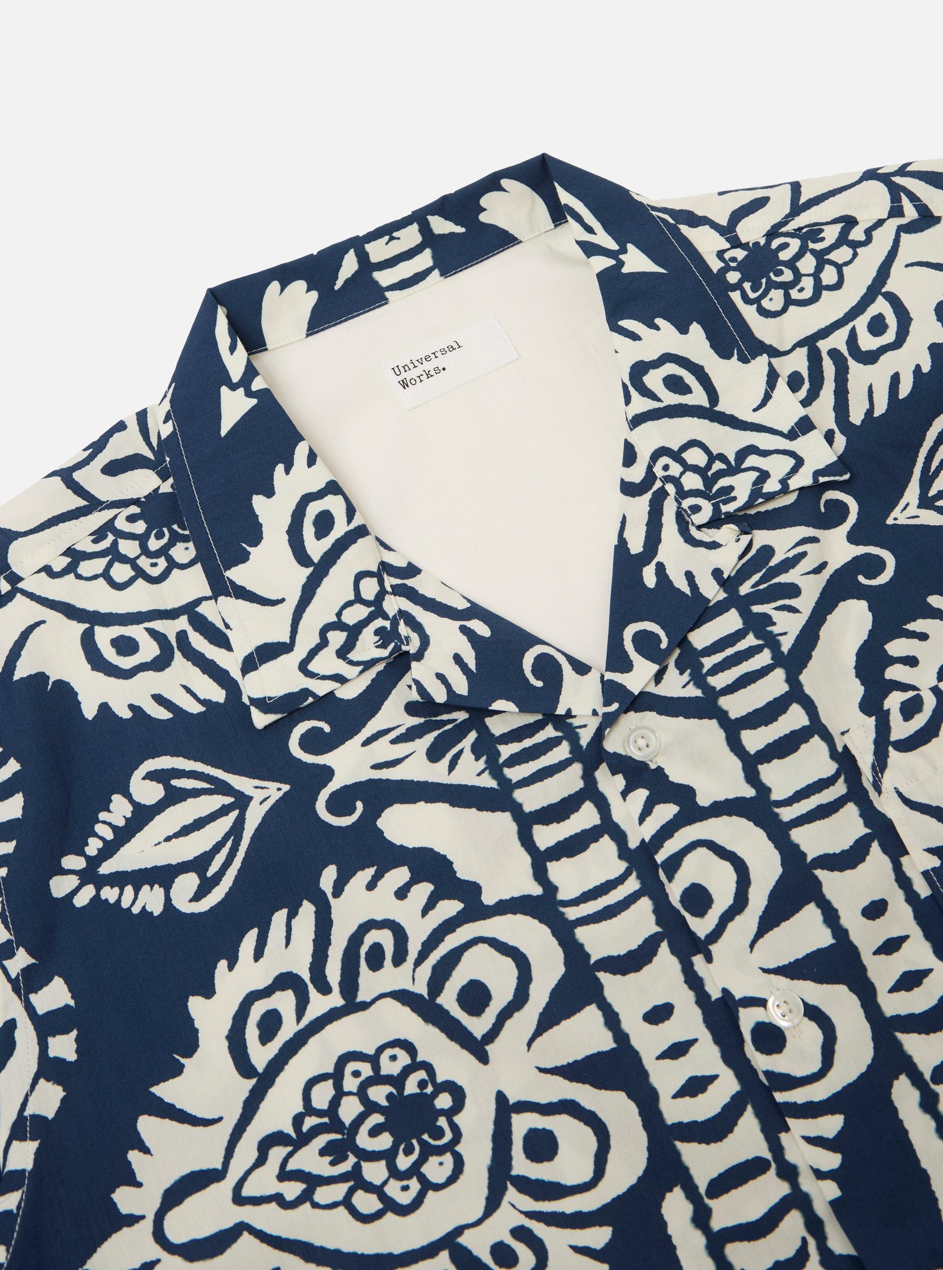 Navy Island Print Cotton Road Shirt Product Image