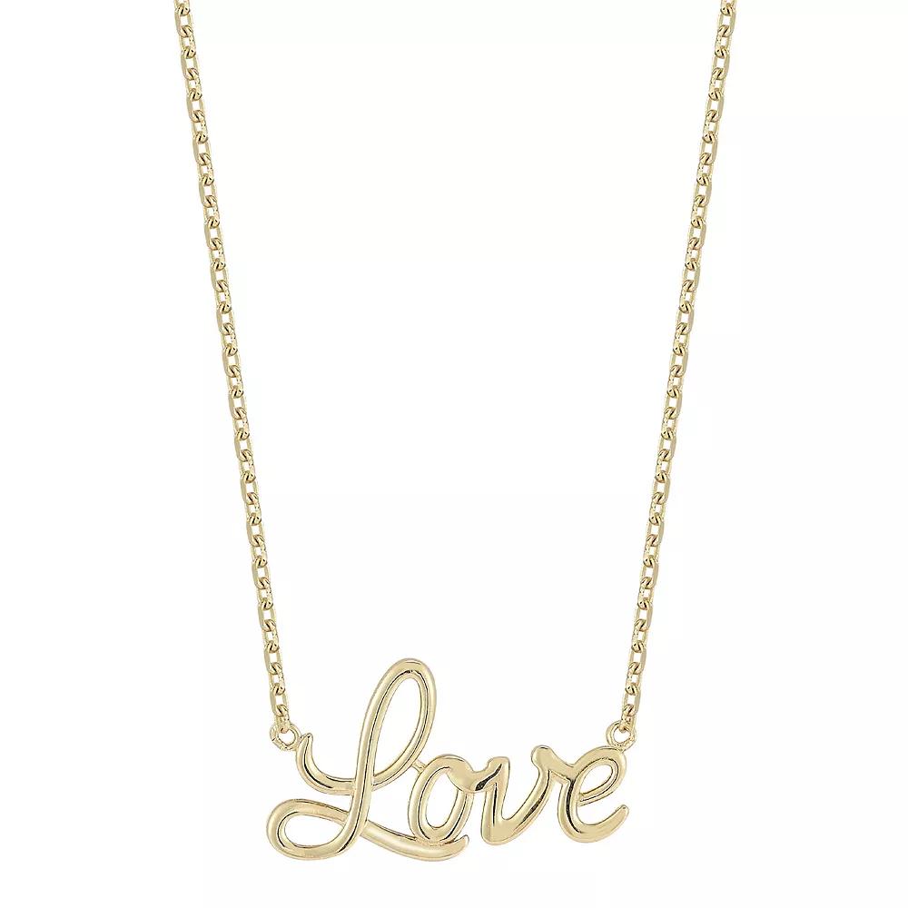 LUMINOR GOLD 14k Gold Love Pendant Necklace, Women's, Size: 18" Product Image