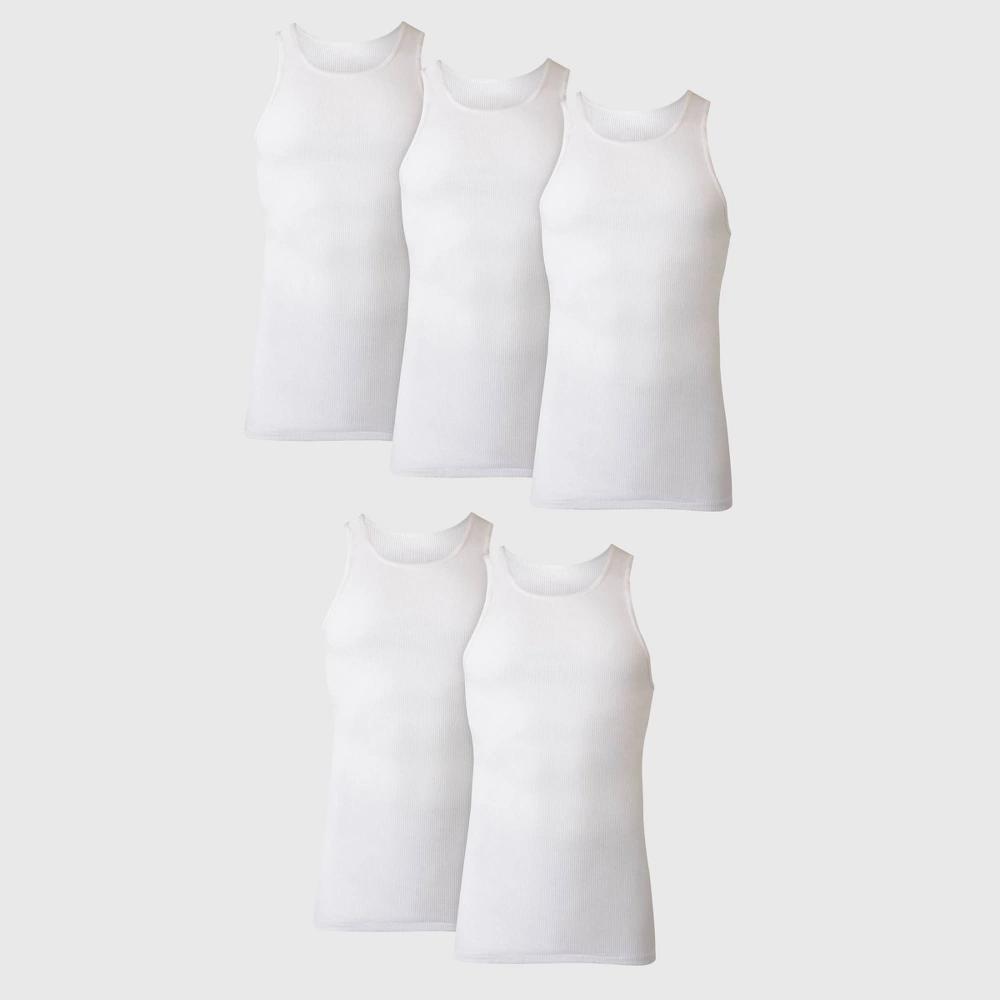 Hanes Men's 6pk Tanks - White XL: Tagless, Moisture Wicking, Crew Neck, Pullover, Cotton Product Image