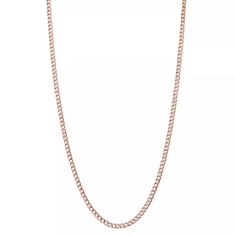 14k Gold 2.5 mm Curb Chain Necklace, Womens Yellow Product Image