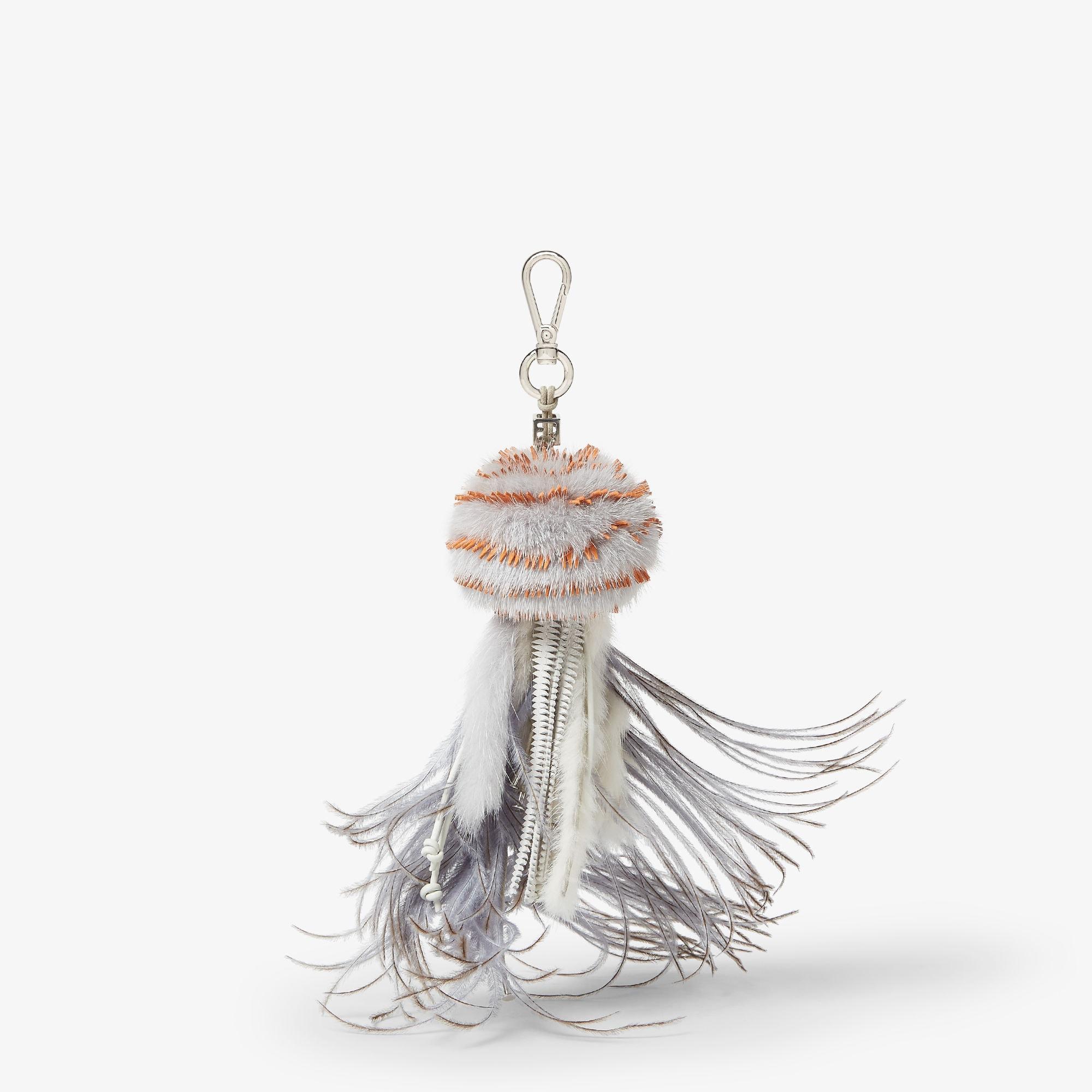 Jellyfish CharmMulticolor leather, feather and mink charm Product Image
