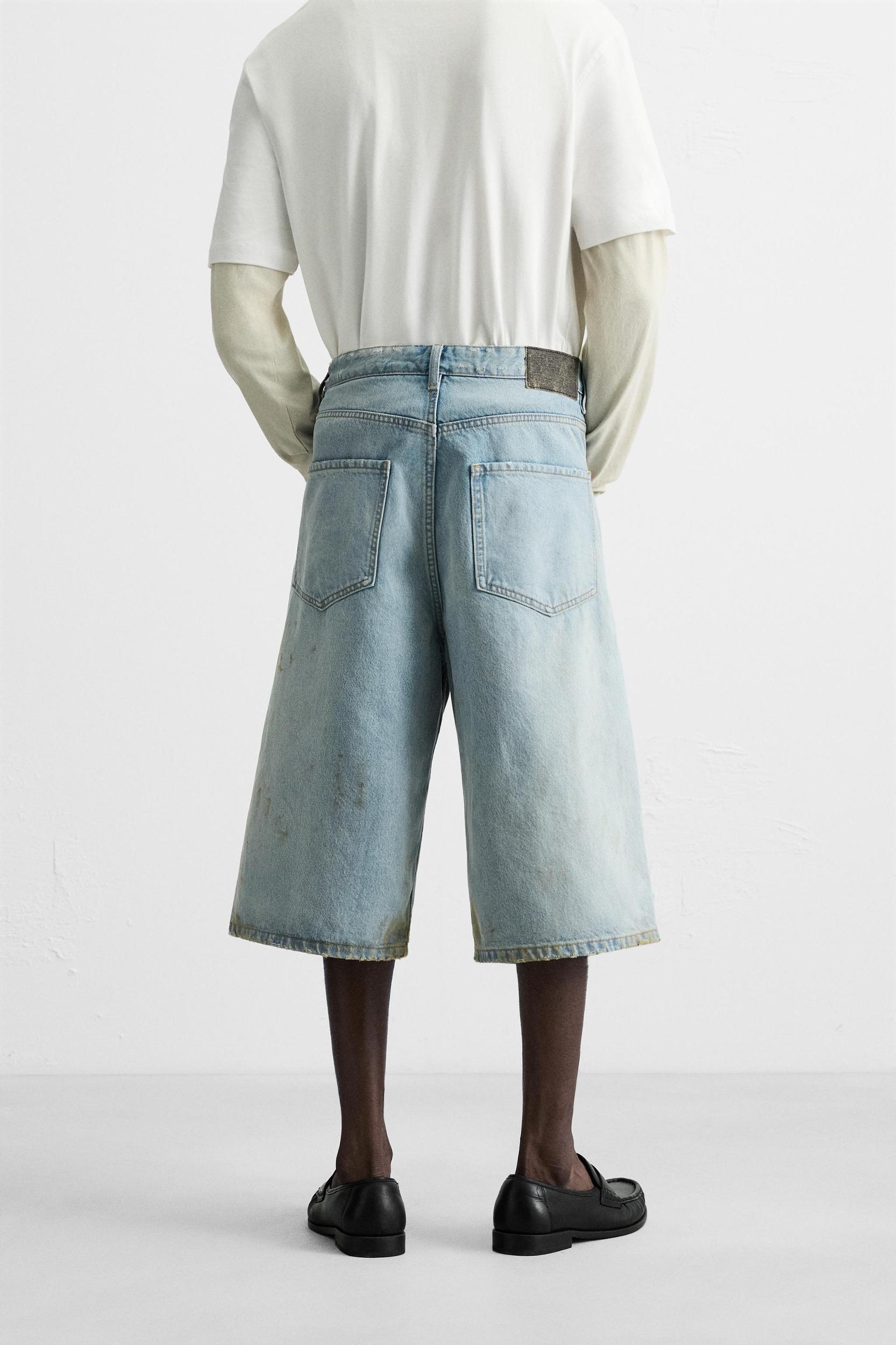 VINTAGE EFFECT BAGGY FIT DENIM SHORTS Product Image