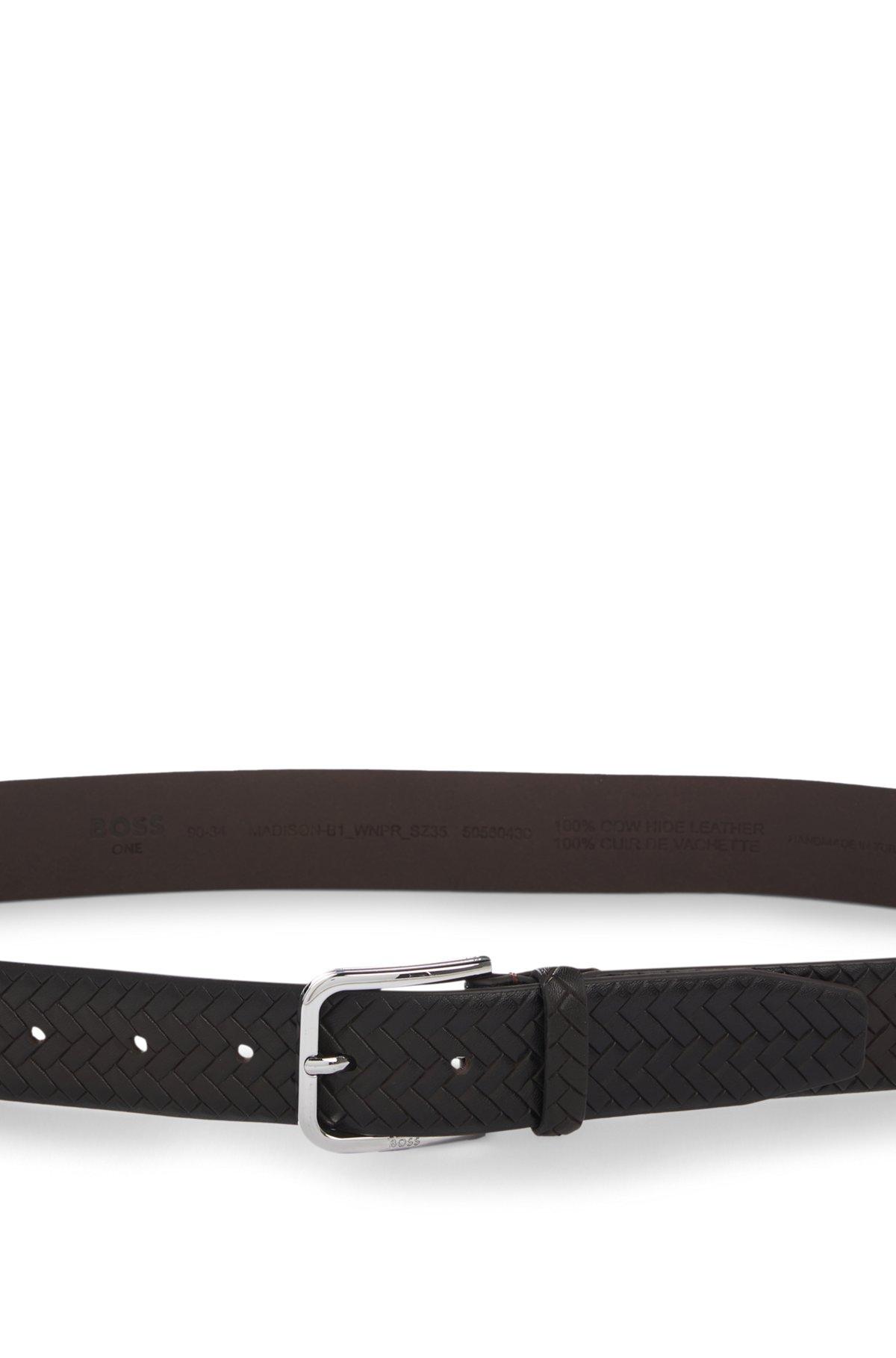 Pin-buckle belt in woven leather Product Image