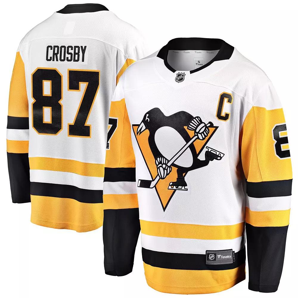 Men's Fanatics Sidney Crosby White Pittsburgh Penguins Captain Away Premier Breakaway Player Jersey,  Product Image