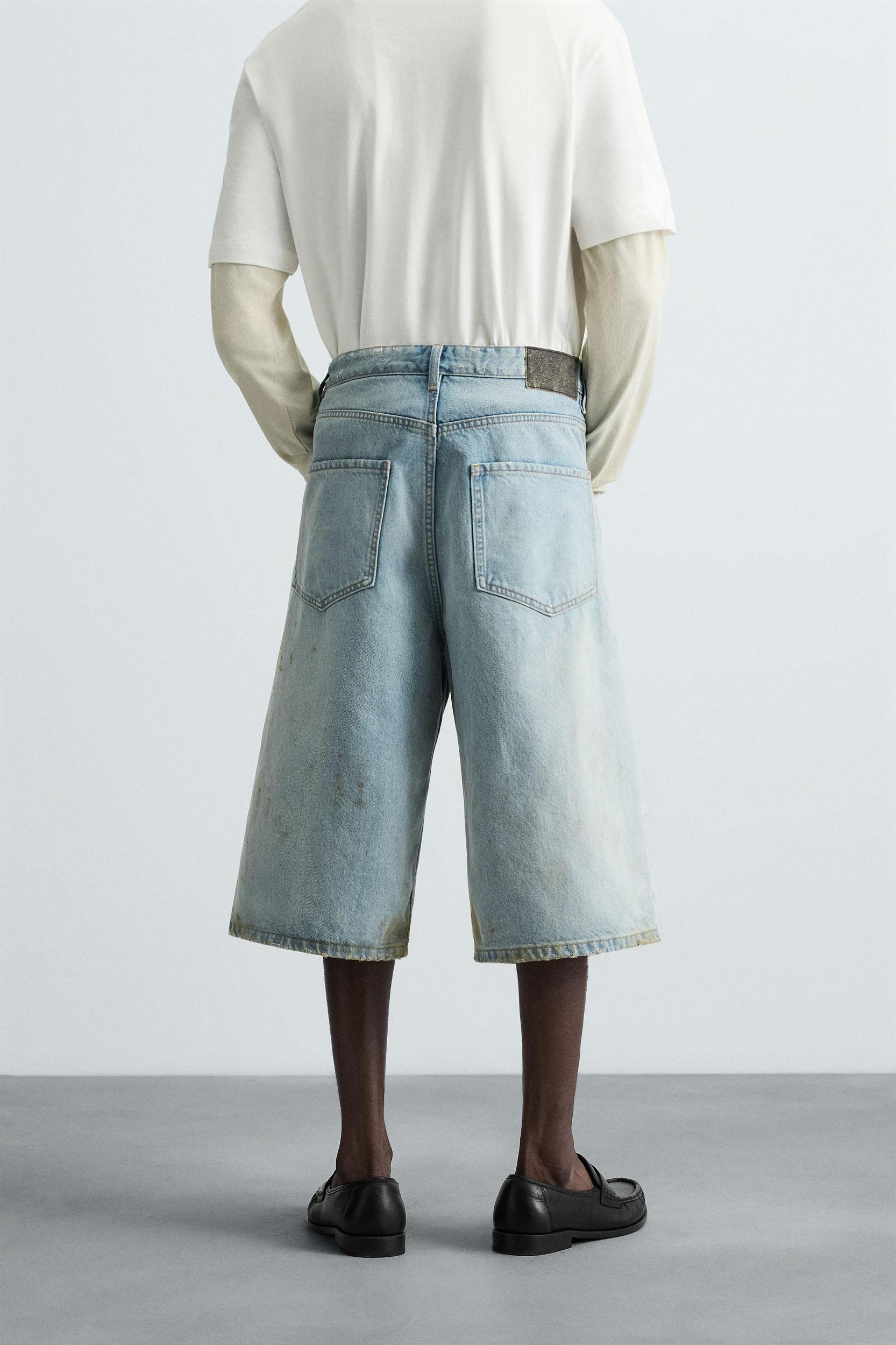 VINTAGE EFFECT BAGGY FIT DENIM SHORTS Product Image