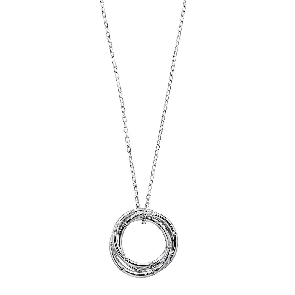 SIRI USA by TJM Sterling Silver Cubic Zirconia Circle Pendant Necklace, Women's, Size: 16" Product Image