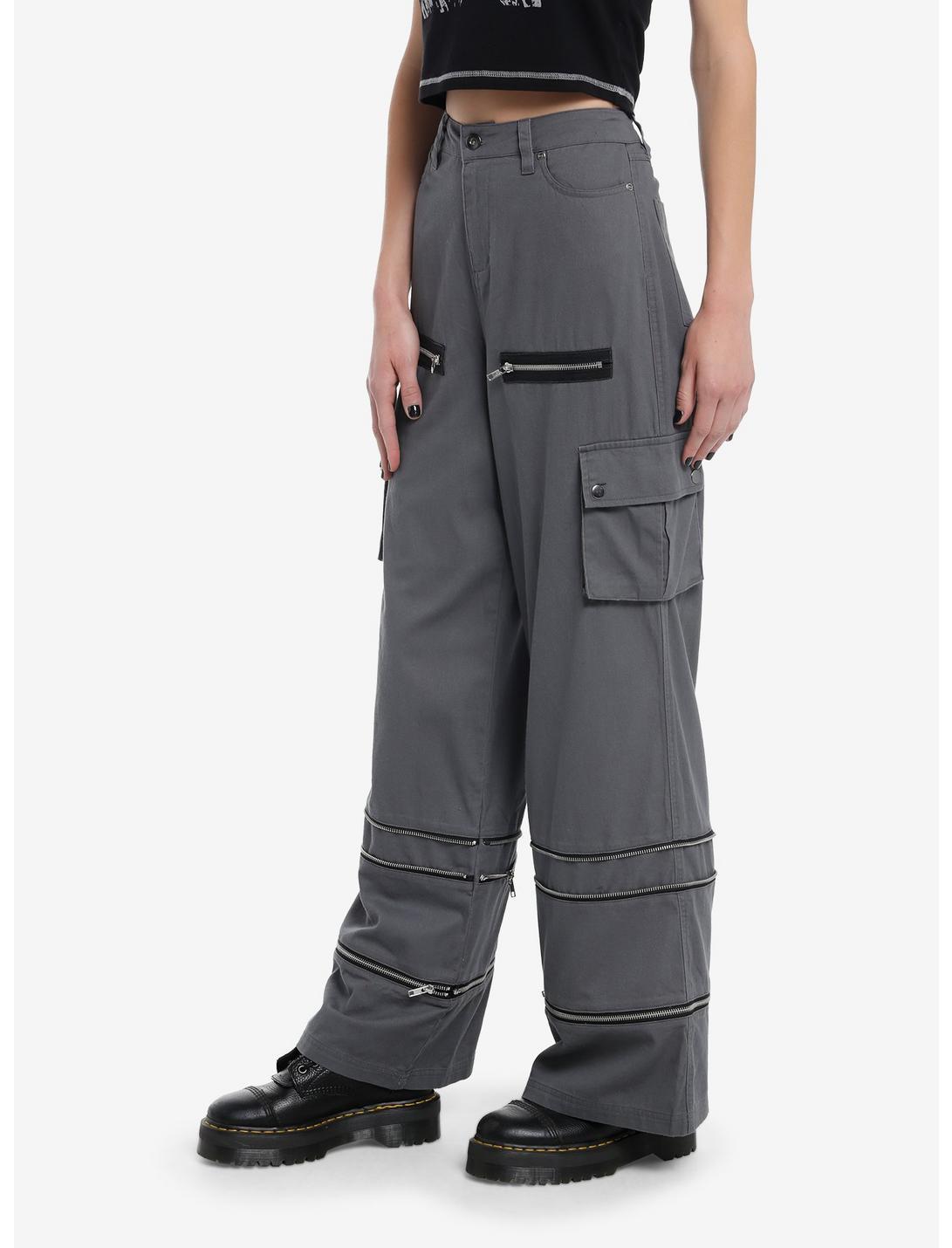 Grey Wide Leg Zip-Off Cargo Pants Product Image