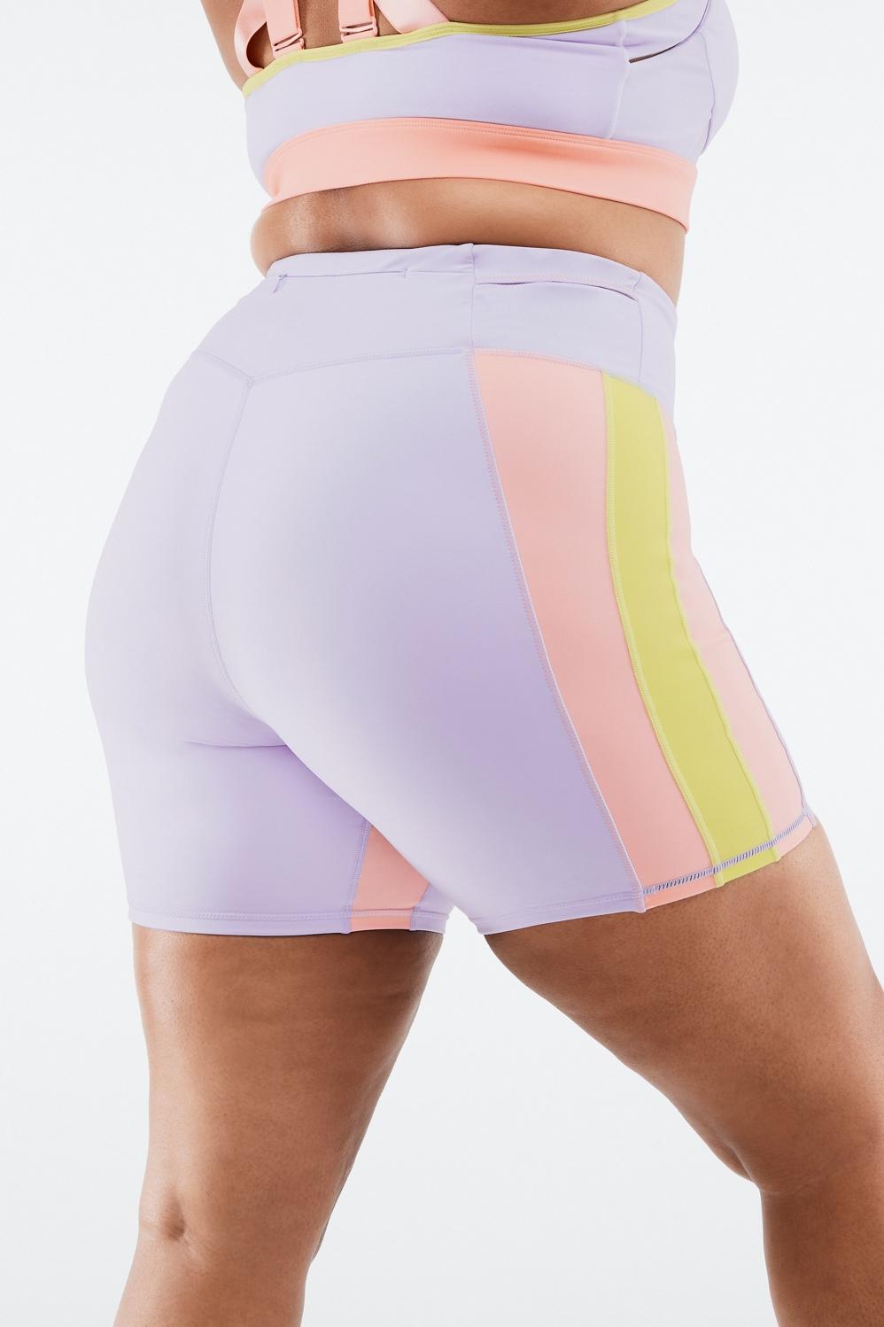 Fabletics High-Waisted Trinity Run Short 7 Womens Frosted Lilac Multi plus Size 4X Product Image