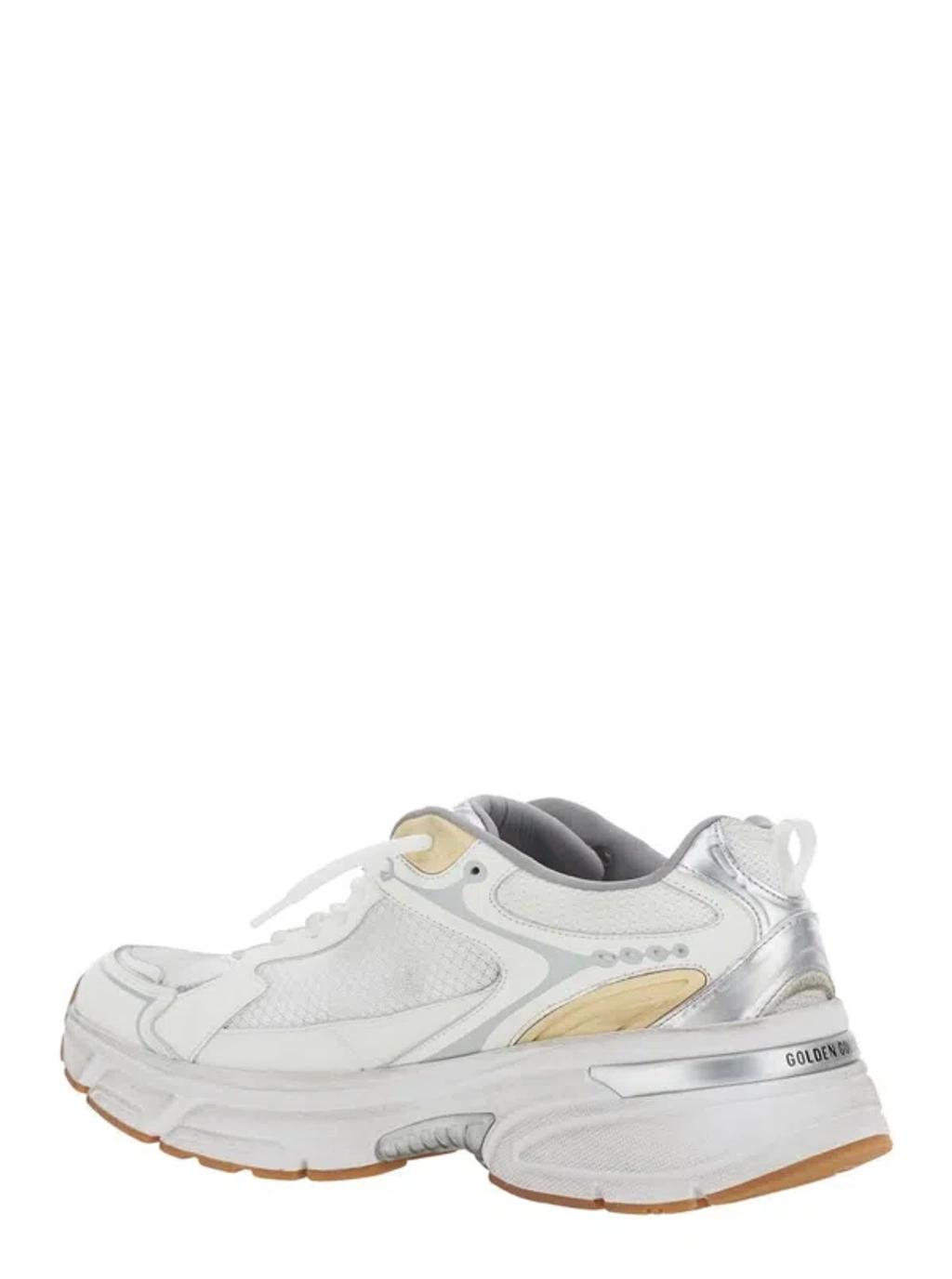 GOLDEN GOOSE Lightstar Leather Net And Suede Upper Sneakers With Tpu Star Net Heel In White Product Image