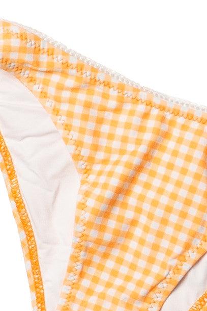Orange Gingham Lace Trim Bikini Bottom Product Image