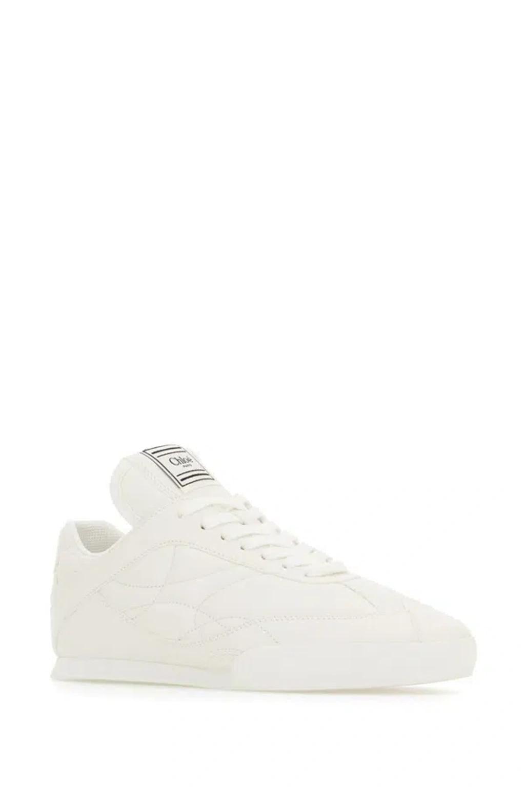 CHLOÉ Womens Chloe Kick Brand-patch Leather Low-top Trainers In White Product Image