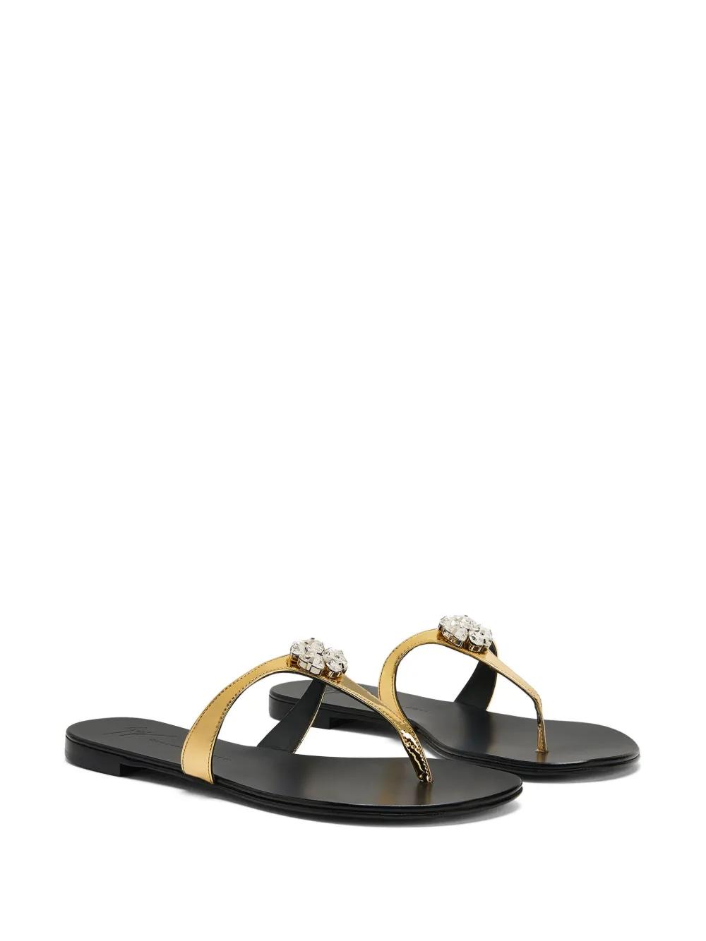Brionne crystal-embellished metallic flat sandals Product Image