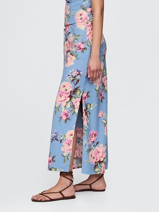 Linen-Blend Midi Skirt Product Image