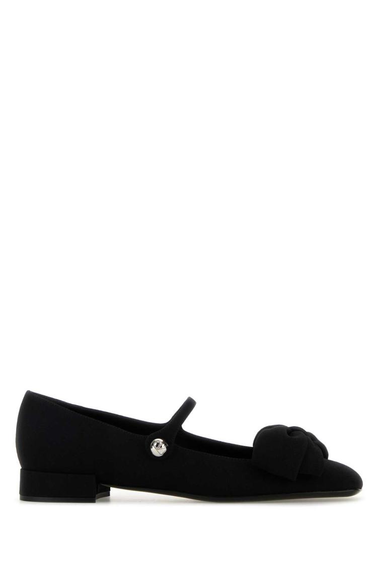 VALENTINO GARAVANI Black Mary Janes With Bow Detail In Crepe Fabric Woman In Multicolor Product Image