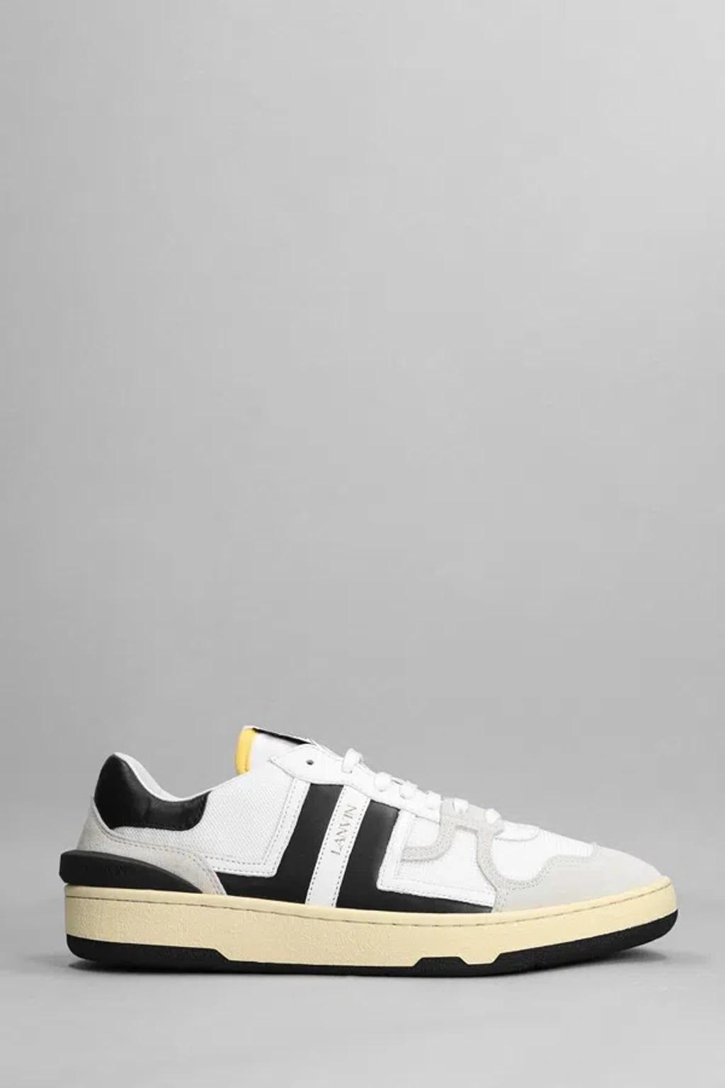 LANVIN Black And White Leather Clay Low Mesh Sneakers Product Image