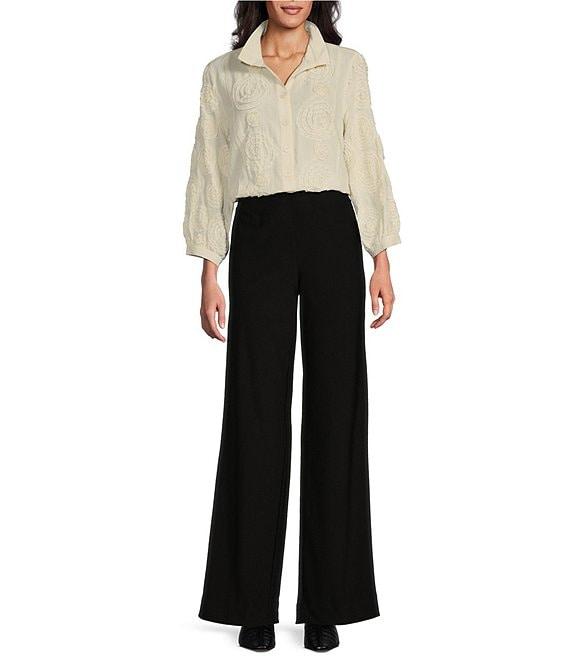 John Mark Stretch Pull-On Wide Leg Straight Pants Product Image