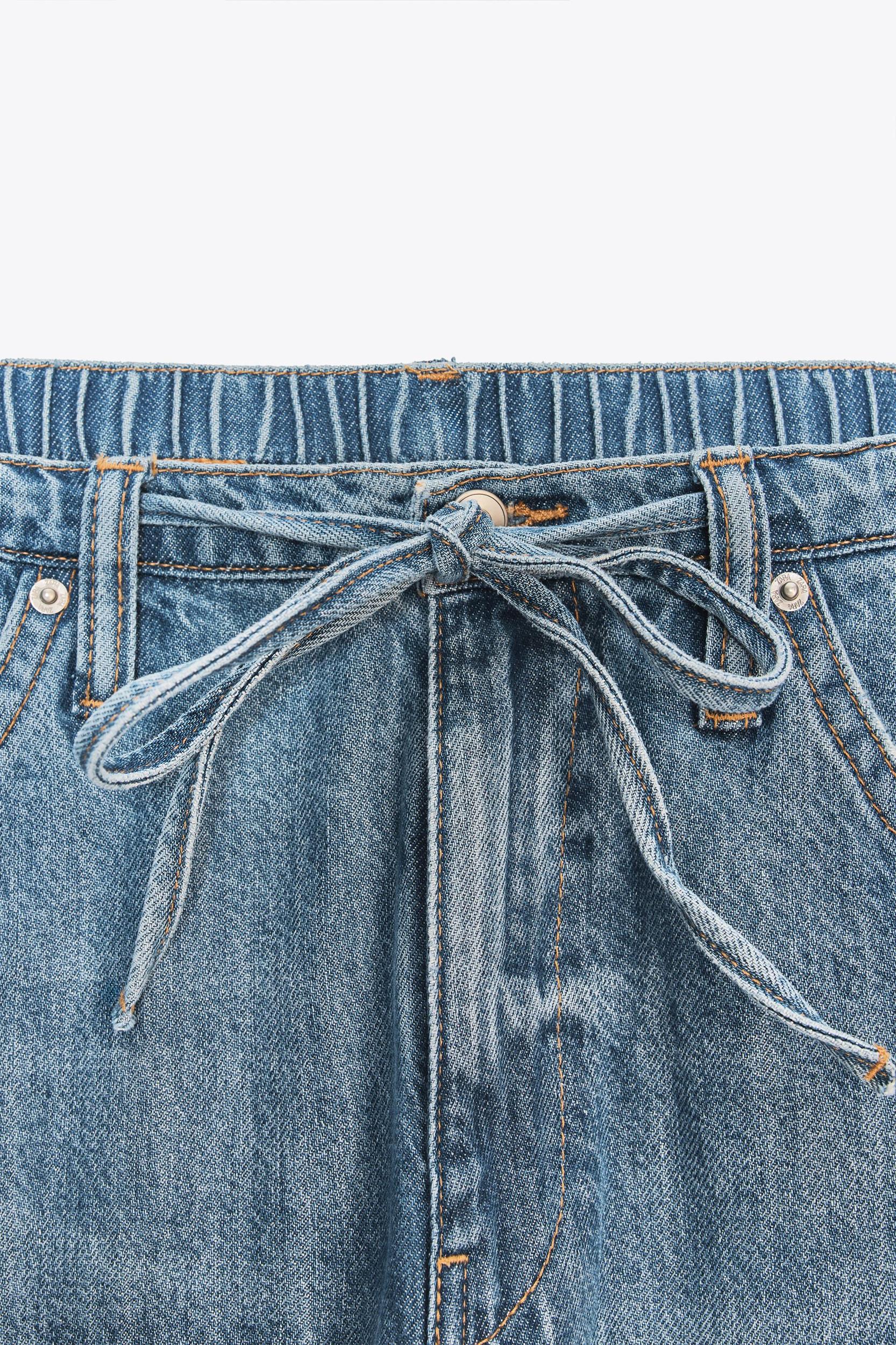 TRF FLOWY DRAWSTRING DENIM PANTS Product Image